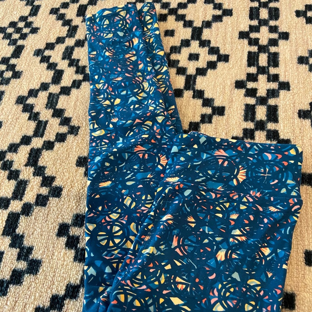 OS Blue and Pink Patterned LuLaRoe Leggings